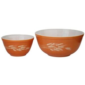 Vintage Pyrex Autumn Harvest Nesting Mixing Bowls 1.5L 750m Orange Wheat Pattern